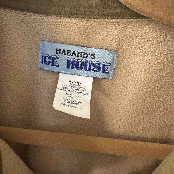 Vintage Habands Ice House Chamois Shirt Jacket Tan Shacket Sz L chore barn work - Picture 3 of 6